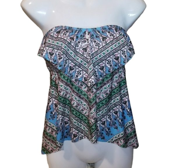 Lucky Brand Floral Paisley Tankini Swim Top - Picture 1 of 10